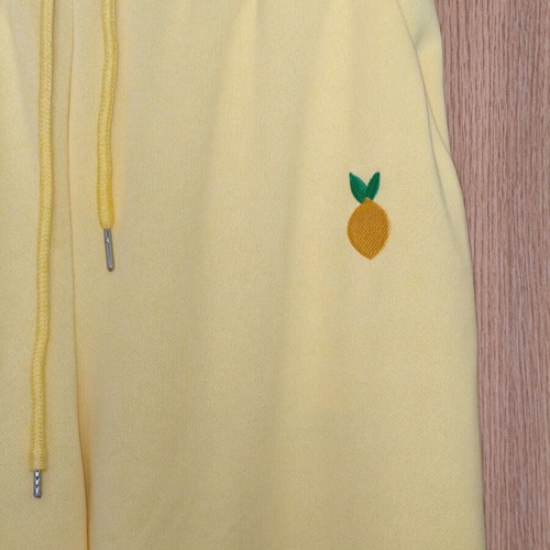 Shein Wide Leg Pants Medium lemon embroidery like new