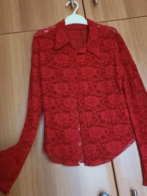 Lace shirt vintage, like new, size S, dark red
