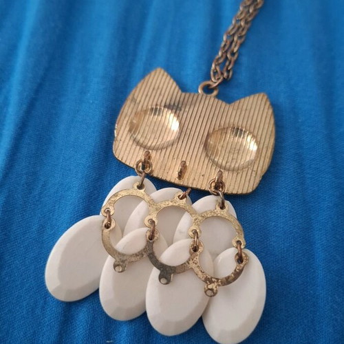 Owl chain women's necklace used, multicolor