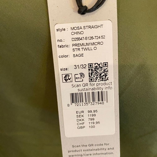 G-Star Raw Chino Straight Pants No 31 length 32 new green