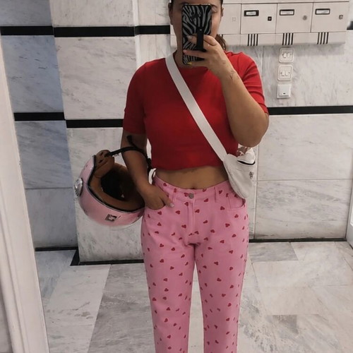 Shein High Waist Pink Cropped Jeans Like New, Size L 40 12