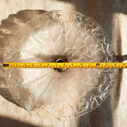 Murano Ice Glass Vintage Ceiling Light 38cm Mazzega 1970s