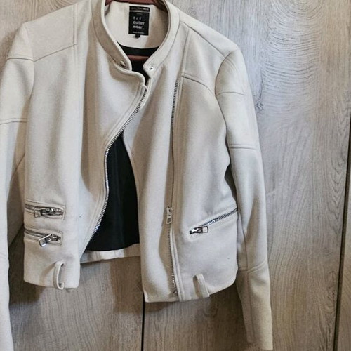 Women's suede jacket used, size large, beige Zara