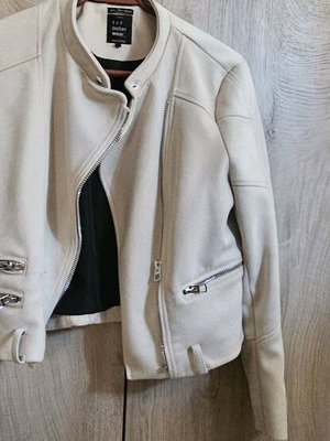 Women's suede jacket used, size large, beige Zara