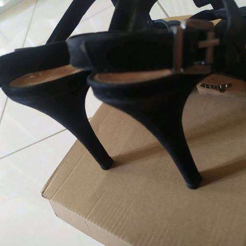 Schutz black suede sandals used, heel height 12cm, platform 3cm, size 37