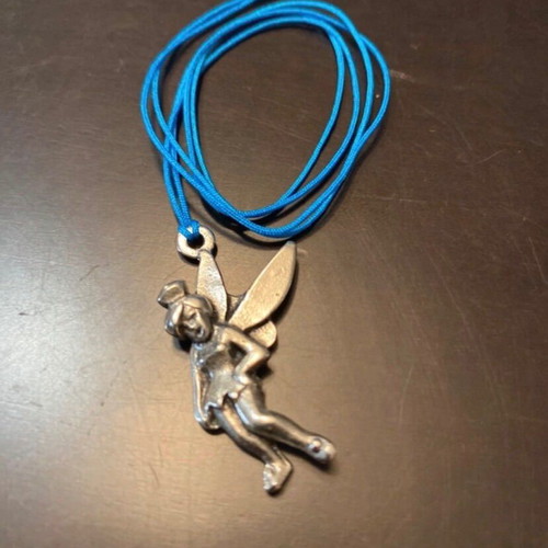 Tinkerbell metal necklace new, silver and turquoise