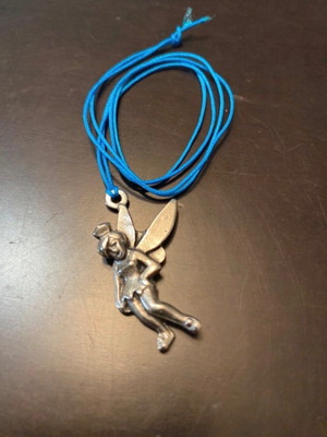 Tinkerbell metal necklace new, silver and turquoise