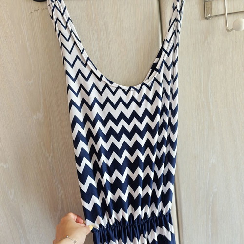 One-piece jumpsuit like new, blue-white pattern, one size