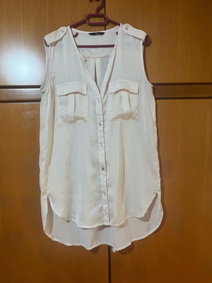 H&M Λευκό Αμάνικο Πουκάμισο Αφόρετο XS/S