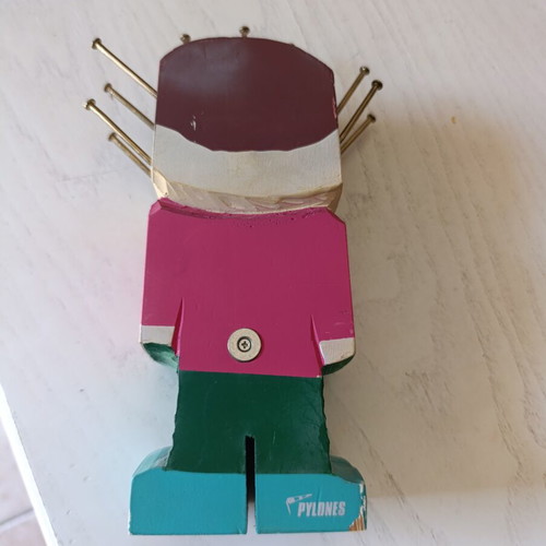 Pylones wooden desk organizer used with pencil slots and decorative pins