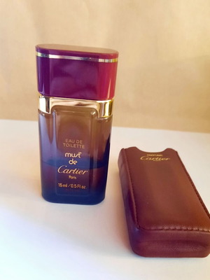 Must de Cartier vintage eau de toilette used with leather case