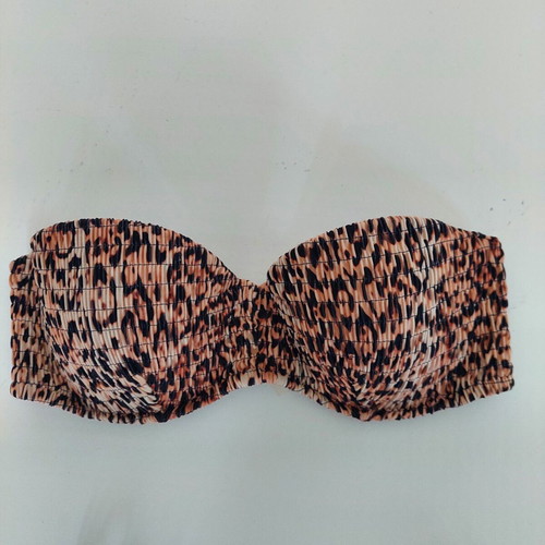 Victoria's Secret bikini leopard print brown used, high-rise bottom size S, top 32D/D70