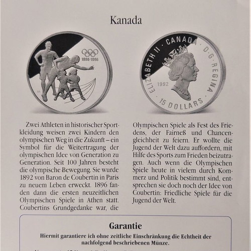 Canada 15 dollars 1992 silver proof coin used