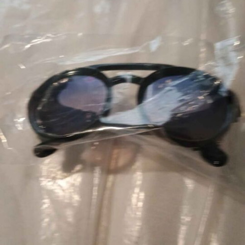 Round steampunk windproof sunglasses blue new