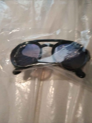 Round steampunk windproof sunglasses blue new