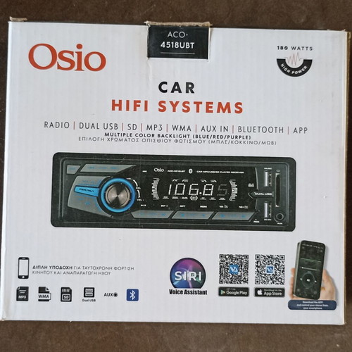 Osio 1 DIN Car Radio with Bluetooth and USB
