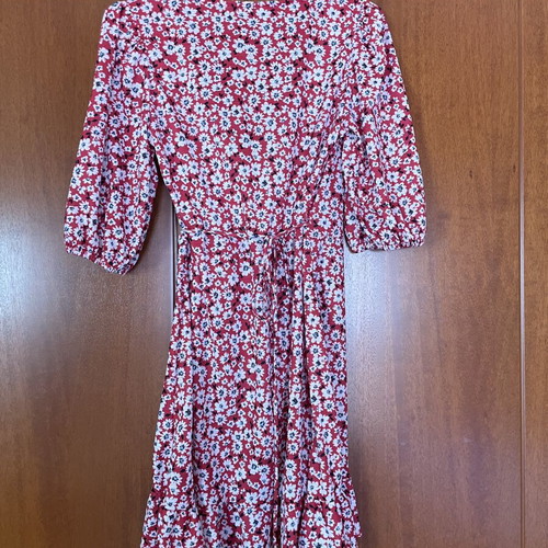 Floral Wrap Dress Bershka size S like new, red and white