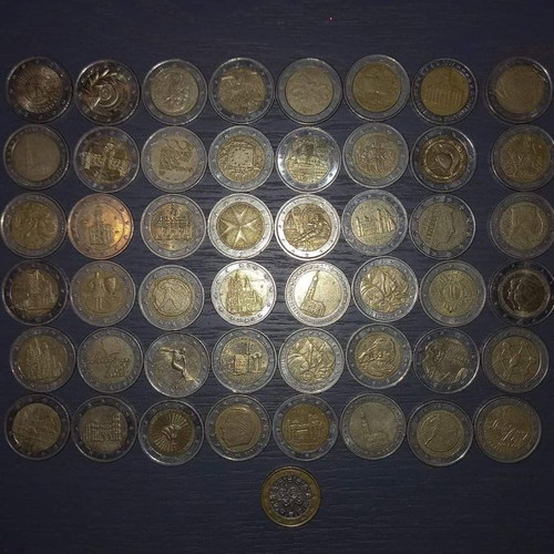 2€ coins used, pack of 48, including Greek 2 euro with 'S' mark