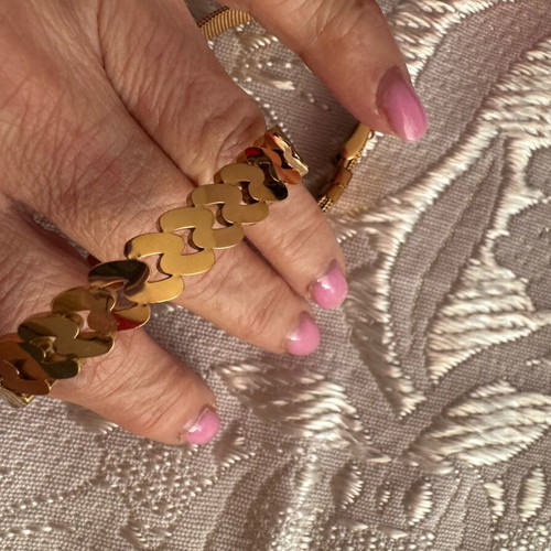 Steel bracelets in gold color like new, set of two