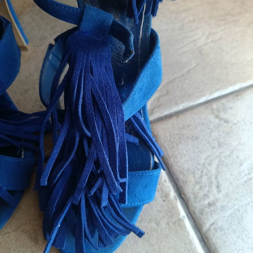 Sante blue sandals with fringes used, size 36