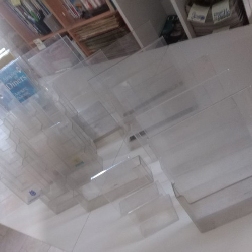Plexiglass stands for prints and signs used, pack of 31 pieces
