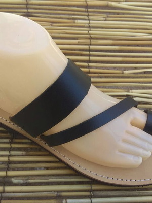 Leather sandals size 41 black new