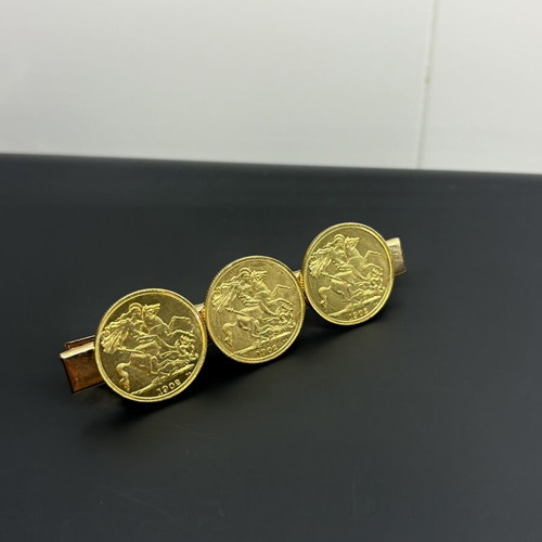 Gold-plated hair clip with 3 English coins used
