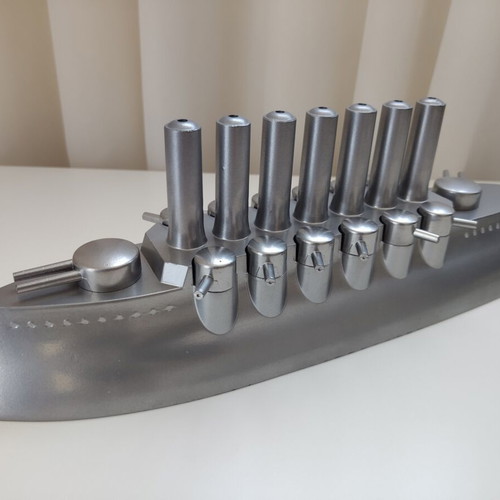 Piraeus Bank commemorative warship model by Takis Kavallieratos