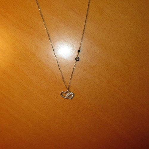 Silver necklace hearts 925 with zirconia new