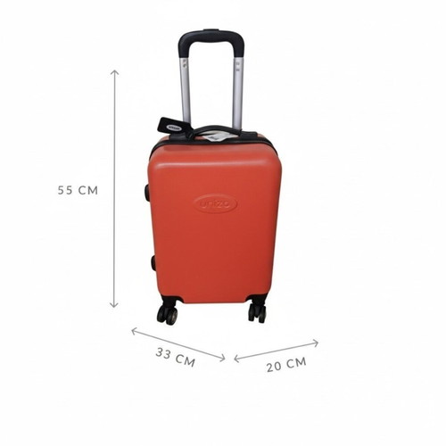Compact carry-on suitcase with lock, red