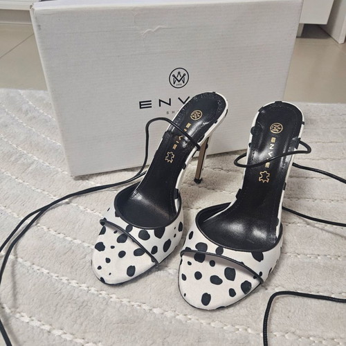 Dalmatian Stiletto Envie Shoes by Doukissa Nomikou Size 39, 11cm Heel, Leather Insole