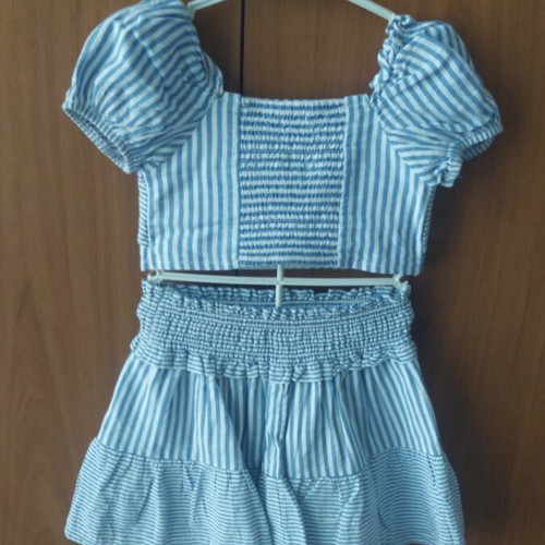 Mayoral striped set crop top and skirt size 3 98cm new, blue