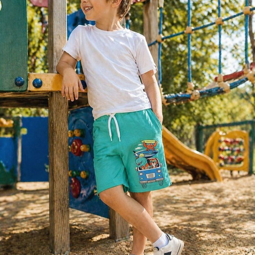 C&A Boys' Shorts turquoise 4Y new, cotton, fun print