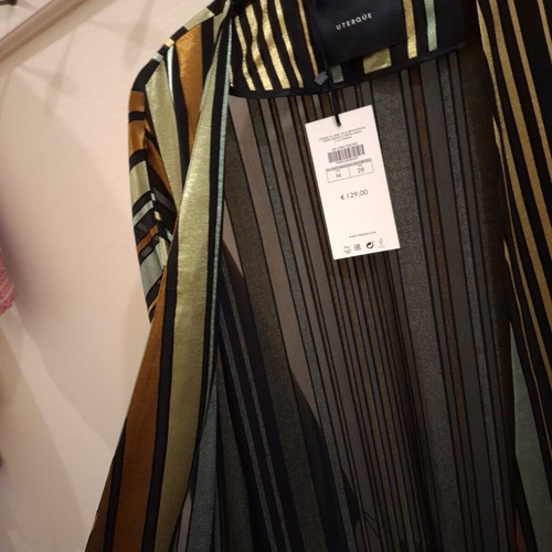 Uterque kimono and belt new, semi-transparent striped, earthy colors
