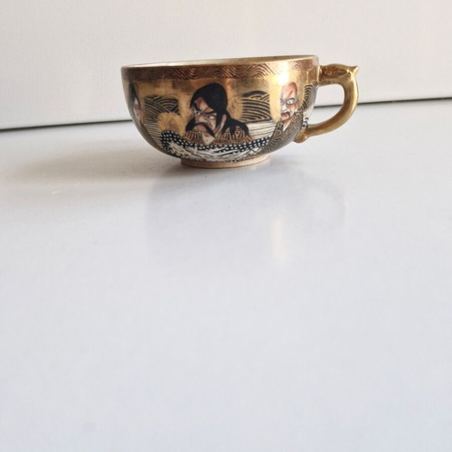Satsuma collectible cup used with Japanese figures