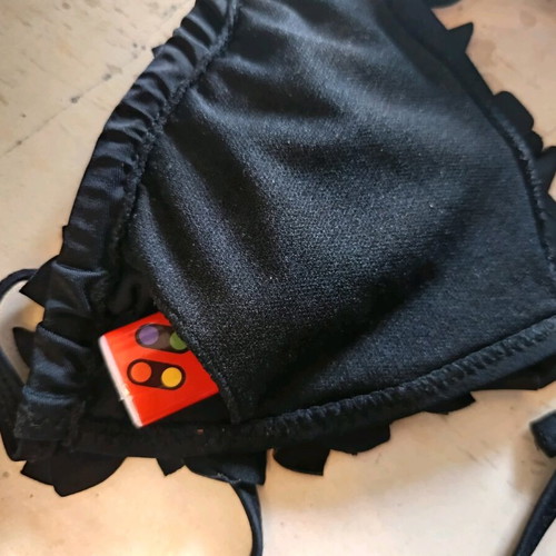 Triangle top bikini used, black swimsuit with inner pocket