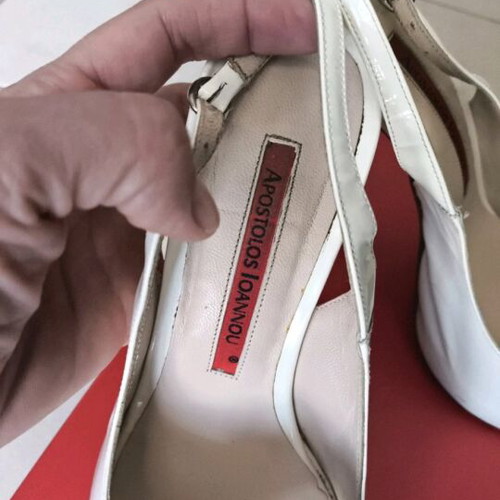 Apostolos Ioannou sandals used, white patent leather, size 37