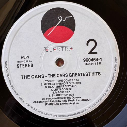 The Cars Greatest Hits LP used, rock genre
