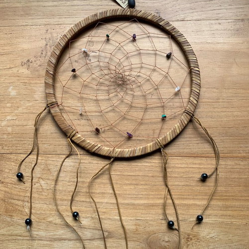 Dreamcatcher made of leather with semi-precious stones like new