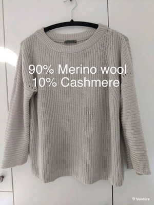 Merino wool and cashmere sweater used, size S, beige