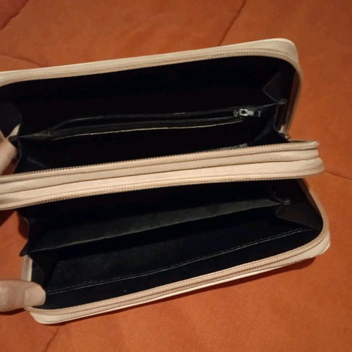 Women's wallet used, pink with detachable strap