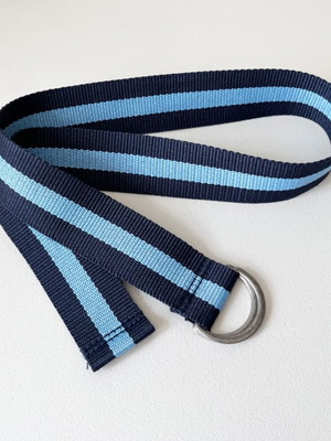 Текстилен колан син като ново, 85 см с метални рингове