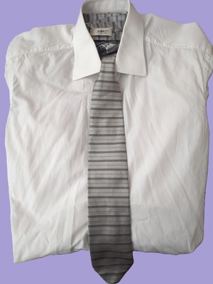 Baldessarini Hugo Boss tie like new, 100% silk, gray and silver