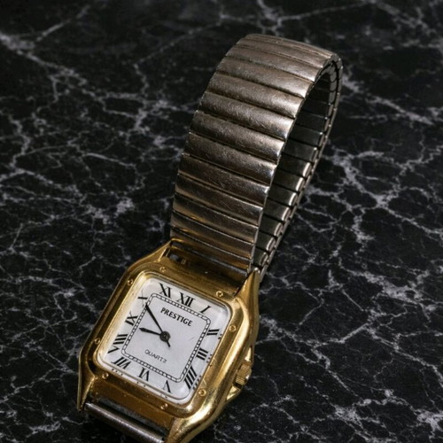 Prestige Quartz women's watch like new, gray and yellow