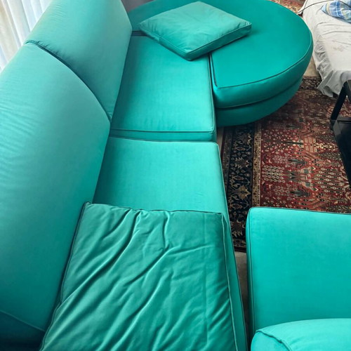 Corner sofa and coffee table used, dimensions 330x240 cm