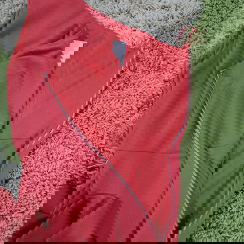 True Violet Midi Dress One Shoulder Ruffle New, Size M, Coral