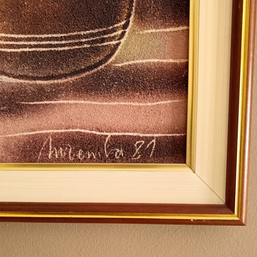 African Sand Painting framed, like new, 66x45 cm