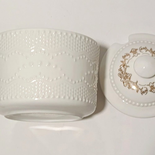 Easy Life porcelain milk jug and sugar bowl set 250ml new with gold trim