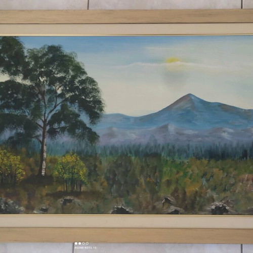 Signed painting used with embossed texture 104x53cm