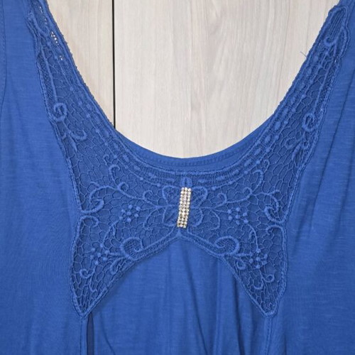Blue mako dress with open back like new, size L